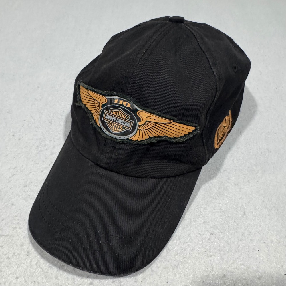Harley-Davidson Baseball Cap Mens OS Black 110th Anniversary Winged Patch Hat